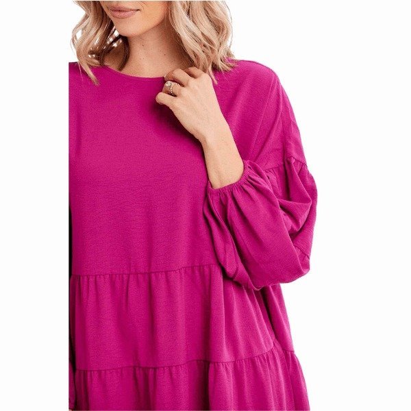 hot pink puff sleeve babydoll dress Hot Pink Linen Heart Sleeve Dress